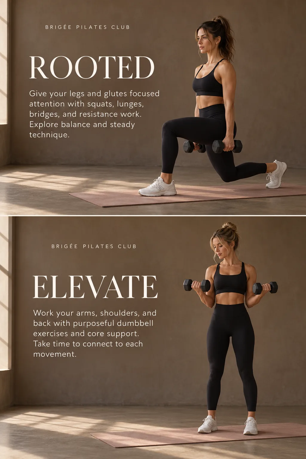 Rooted y Elevate en BRIGÉE Pilates Club